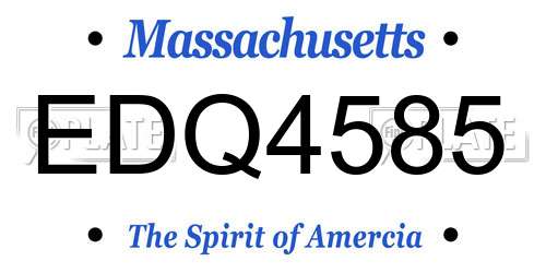 EDQ4585 Massachusetts License Plate