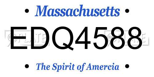 EDQ4588 Massachusetts License Plate