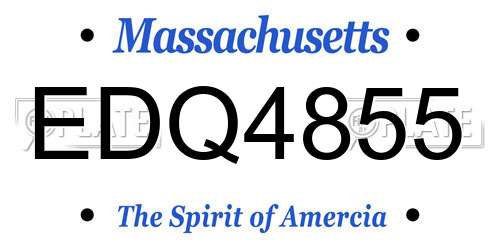 EDQ4855 Massachusetts License Plate