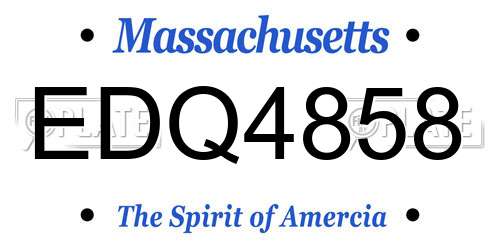 EDQ4858 Massachusetts License Plate