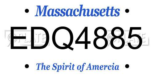 EDQ4885 Massachusetts License Plate