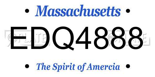 EDQ4888 Massachusetts License Plate