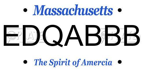 EDQABBB Massachusetts License Plate