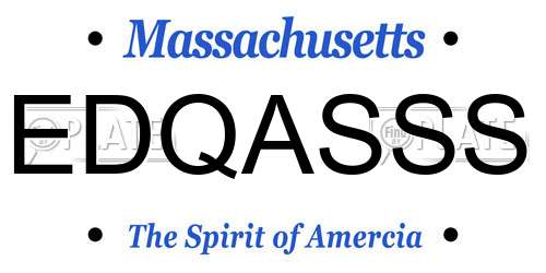 EDQASSS Massachusetts License Plate