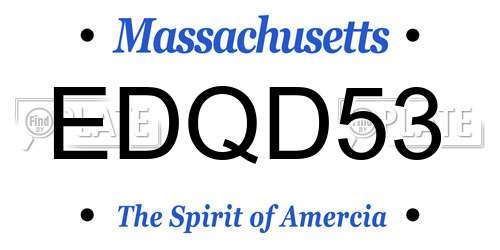 EDQD53 Massachusetts License Plate