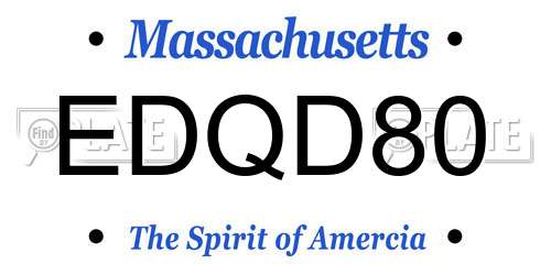 EDQD80 Massachusetts License Plate