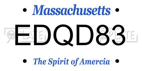 EDQD83 Massachusetts License Plate