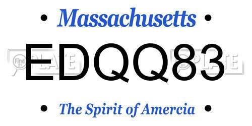 EDQQ83 Massachusetts License Plate