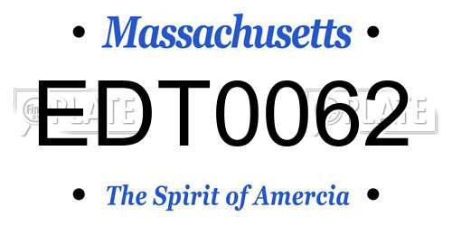 EDT0062 Massachusetts License Plate