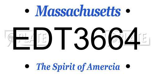 EDT3664 Massachusetts License Plate
