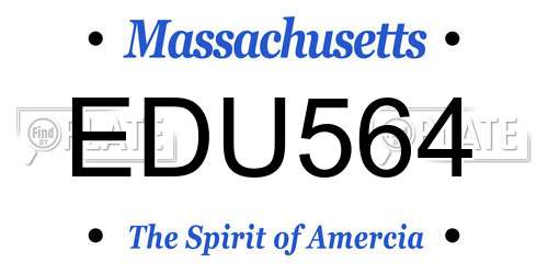 EDU564 Massachusetts License Plate