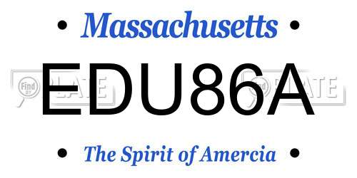 EDU86A Massachusetts License Plate
