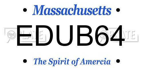 EDUB64 Massachusetts License Plate
