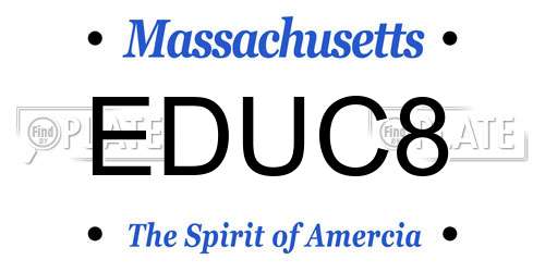 EDUC8 Massachusetts License Plate