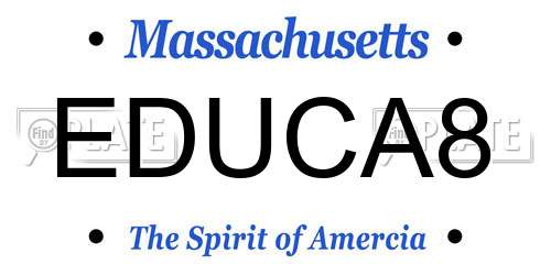 EDUCA8 Massachusetts License Plate