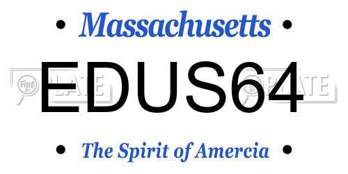 EDUS64 Massachusetts License Plate