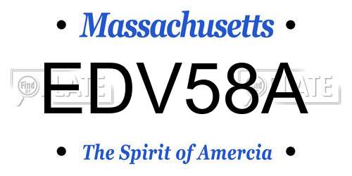EDV58A Massachusetts License Plate