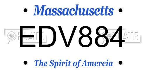 EDV884 Massachusetts License Plate