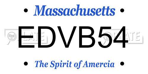 EDVB54 Massachusetts License Plate