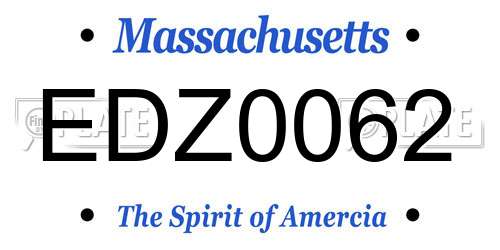 EDZ0062 Massachusetts License Plate