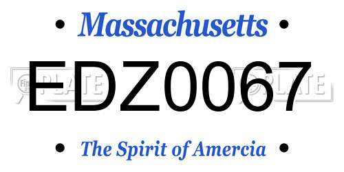 EDZ0067 Massachusetts License Plate