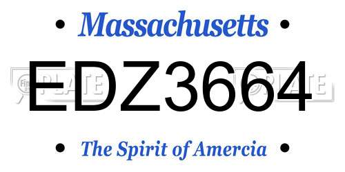 EDZ3664 Massachusetts License Plate