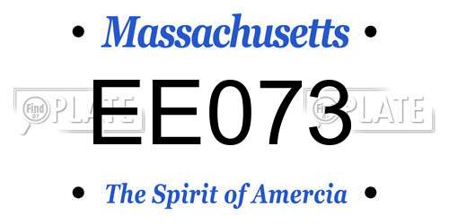 EE073 Massachusetts License Plate