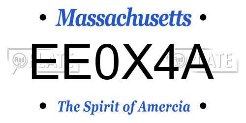 EE0X4A Massachusetts License Plate