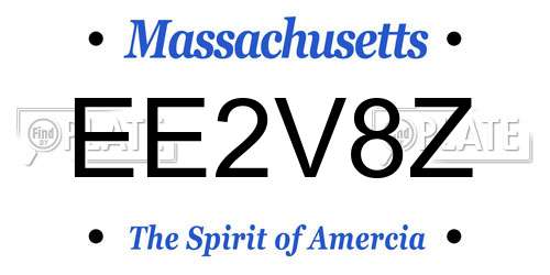 EE2V8Z Massachusetts License Plate