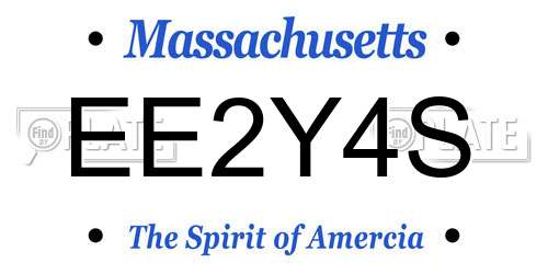 EE2Y4S Massachusetts License Plate