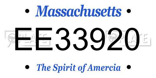 EE33920 Massachusetts License Plate