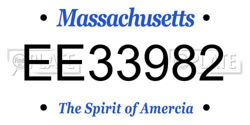 EE33982 Massachusetts License Plate