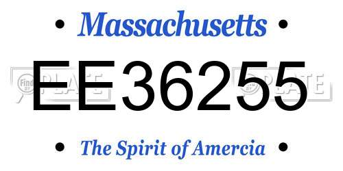EE36255 Massachusetts License Plate
