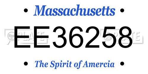 EE36258 Massachusetts License Plate