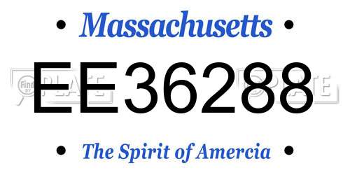 EE36288 Massachusetts License Plate