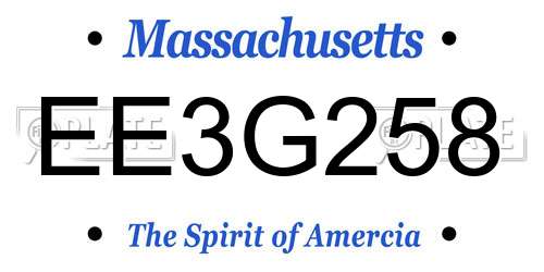 EE3G258 Massachusetts License Plate
