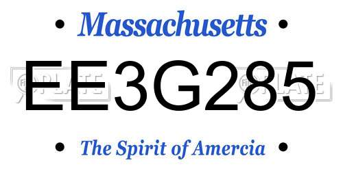 EE3G285 Massachusetts License Plate