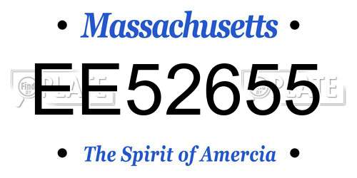 EE52655 Massachusetts License Plate