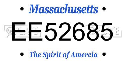 EE52685 Massachusetts License Plate