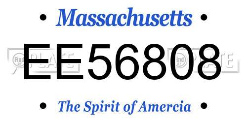 EE56808 Massachusetts License Plate