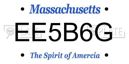 EE5B6G Massachusetts License Plate