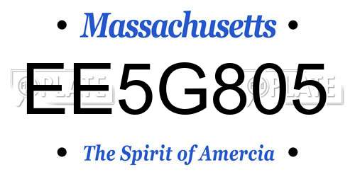 EE5G805 Massachusetts License Plate