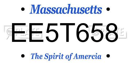 EE5T658 Massachusetts License Plate