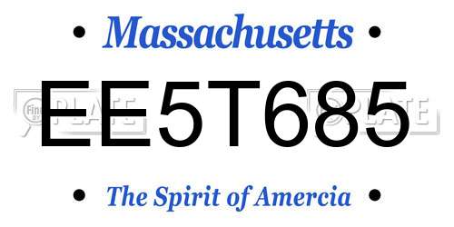 EE5T685 Massachusetts License Plate