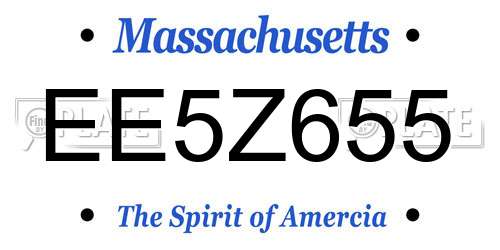 EE5Z655 Massachusetts License Plate