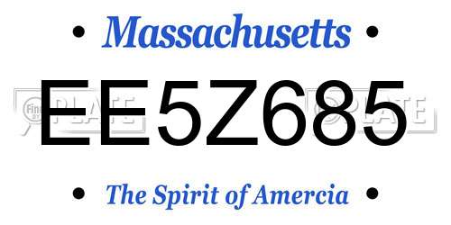 EE5Z685 Massachusetts License Plate