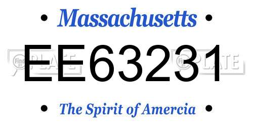 EE63231 Massachusetts License Plate