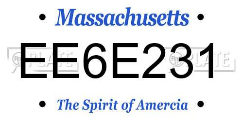 EE6E231 Massachusetts License Plate