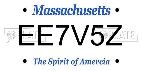 EE7V5Z Massachusetts License Plate