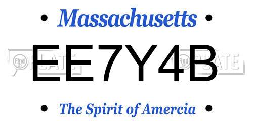 EE7Y4B Massachusetts License Plate